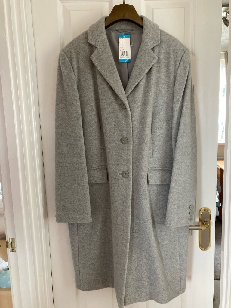 Marks and Spencer ladies grey wool coat 
